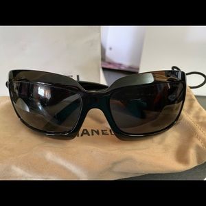 chanel black glasses barely used with box and case